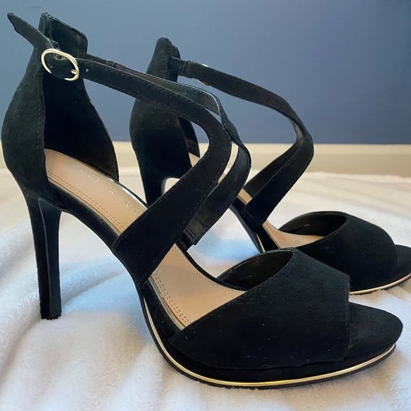 Kelly & Katie Shoes - Kelly and Katie Platform Sandal Black 3¾" Heel